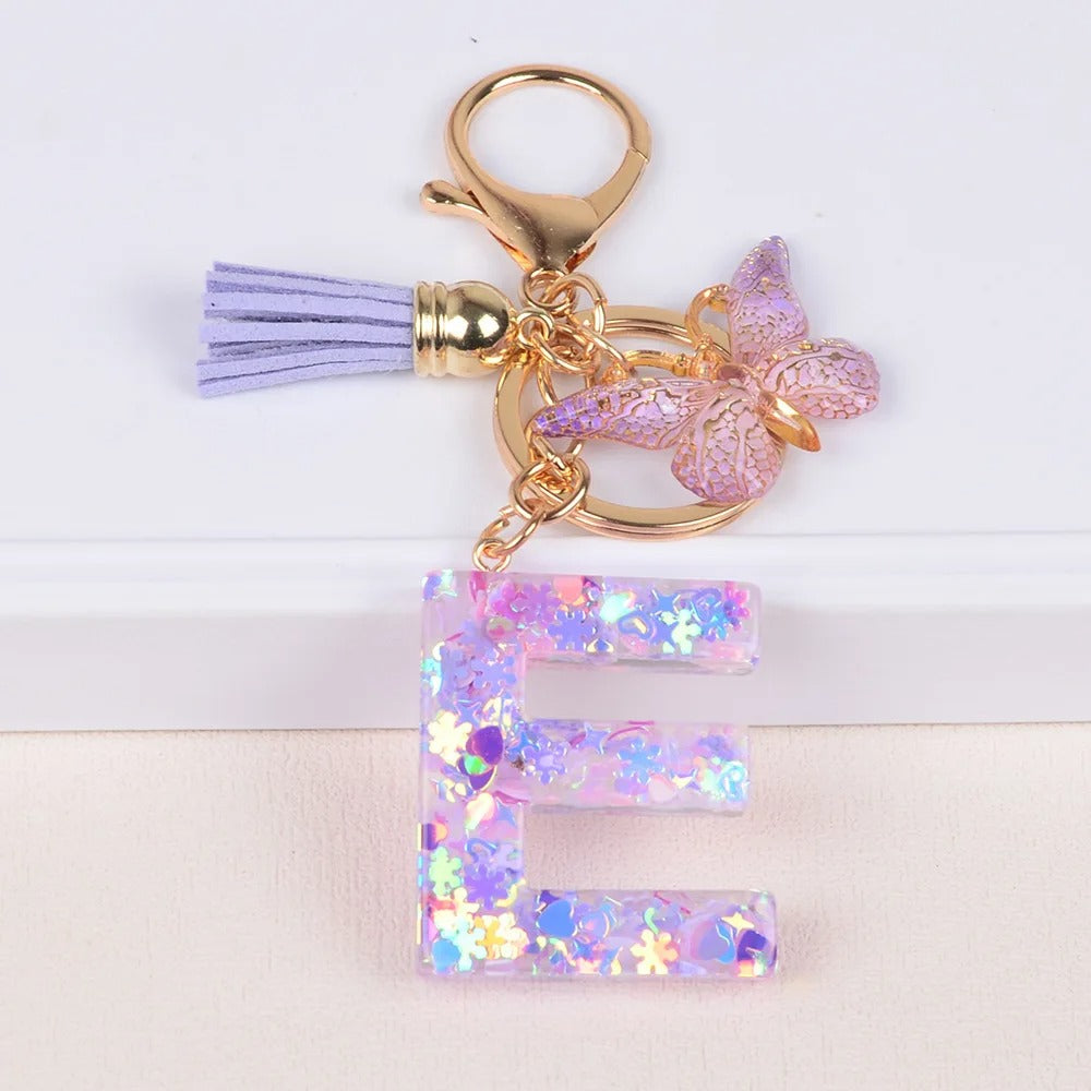 🔥Butterfly Letter Keychain Tassel Design Vibrant Durable Lightweight Gift